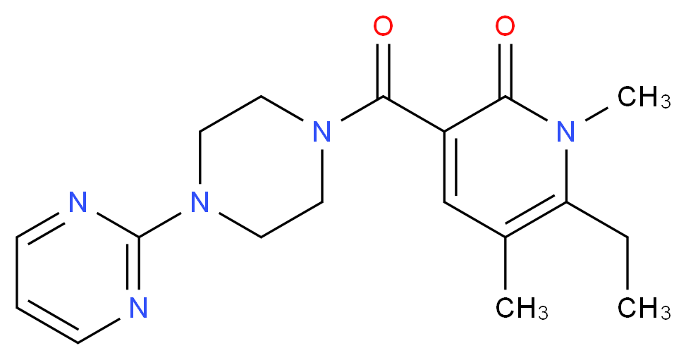 6-ethyl-1,5-dimethyl-3-[(4-pyrimidin-2-ylpiperazin-1-yl)carbonyl]pyridin-2(1H)-one_分子结构_CAS_)