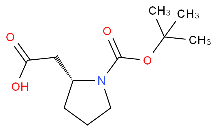 (R)-2-(1-(tert-Butoxycarbonyl)pyrrolidin-2-yl)acetic acid_分子结构_CAS_101555-60-6)