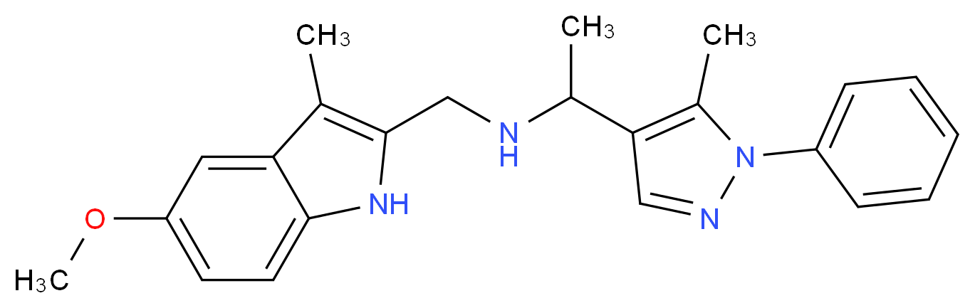 N-[(5-methoxy-3-methyl-1H-indol-2-yl)methyl]-1-(5-methyl-1-phenyl-1H-pyrazol-4-yl)ethanamine_分子结构_CAS_)