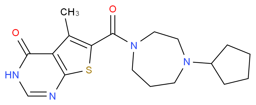 6-[(4-cyclopentyl-1,4-diazepan-1-yl)carbonyl]-5-methylthieno[2,3-d]pyrimidin-4(3H)-one_分子结构_CAS_)