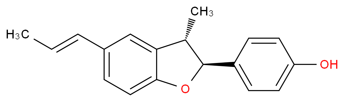 4-[(2S,3S)-3-methyl-5-[(1E)-prop-1-en-1-yl]-2,3-dihydro-1-benzofuran-2-yl]phenol_分子结构_CAS_221666-27-9