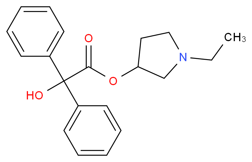 1-ethylpyrrolidin-3-yl 2-hydroxy-2,2-diphenylacetate_分子结构_CAS_94576-88-2