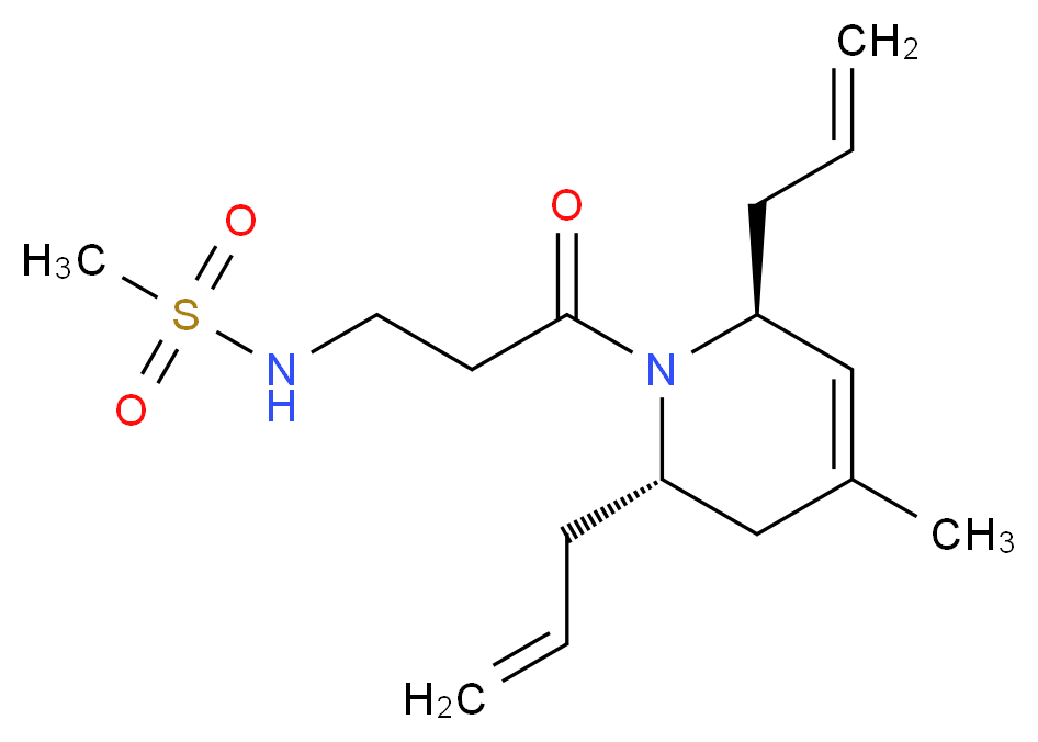 N-{3-[(2S*,6S*)-2,6-diallyl-4-methyl-3,6-dihydropyridin-1(2H)-yl]-3-oxopropyl}methanesulfonamide_分子结构_CAS_)