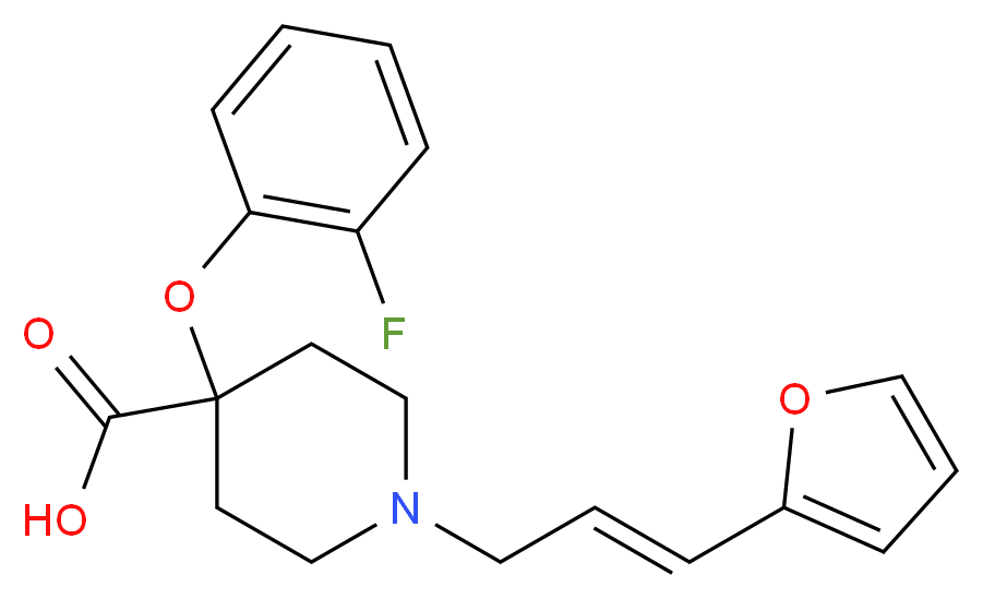 4-(2-fluorophenoxy)-1-[(2E)-3-(2-furyl)prop-2-en-1-yl]piperidine-4-carboxylic acid_分子结构_CAS_)