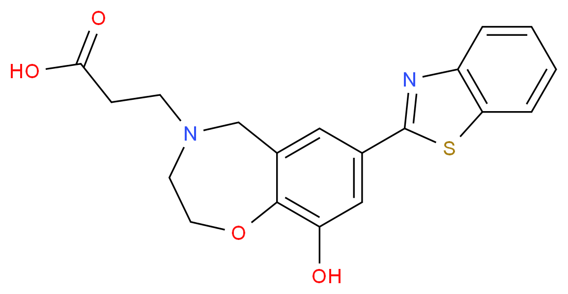 3-[7-(1,3-benzothiazol-2-yl)-9-hydroxy-2,3-dihydro-1,4-benzoxazepin-4(5H)-yl]propanoic acid_分子结构_CAS_)