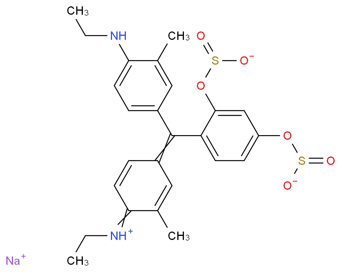 sodium 4-{[4-(ethylamino)-3-methylphenyl][4-(ethyliminiumyl)-3-methylcyclohexa-2,5-dien-1-ylidene]methyl}-3-(sulfinatooxy)phenyl sulfite_分子结构_CAS_2650-17-1