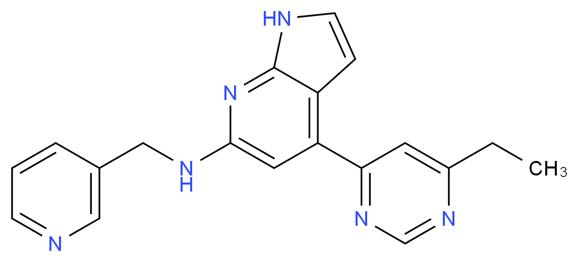 4-(6-ethyl-4-pyrimidinyl)-N-(3-pyridinylmethyl)-1H-pyrrolo[2,3-b]pyridin-6-amine_分子结构_CAS_)
