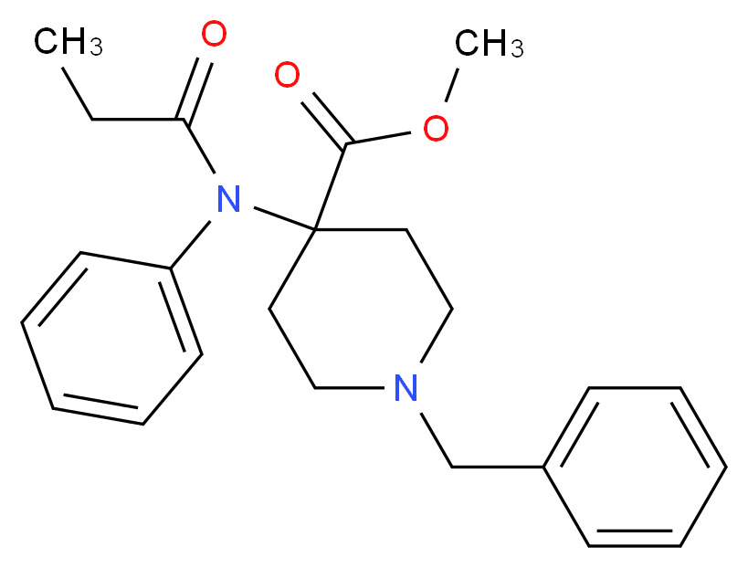 methyl 1-benzyl-4-(N-phenylpropanamido)piperidine-4-carboxylate_分子结构_CAS_61085-72-1