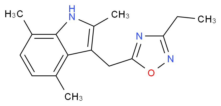 3-[(3-ethyl-1,2,4-oxadiazol-5-yl)methyl]-2,4,7-trimethyl-1H-indole_分子结构_CAS_)