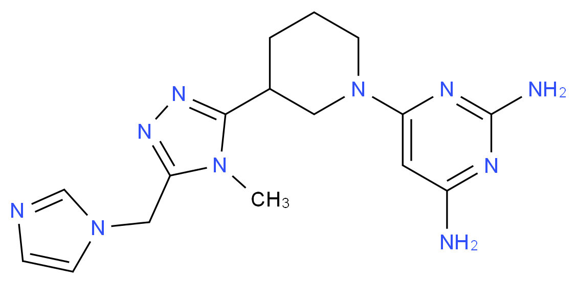 6-{3-[5-(1H-imidazol-1-ylmethyl)-4-methyl-4H-1,2,4-triazol-3-yl]piperidin-1-yl}pyrimidine-2,4-diamine_分子结构_CAS_)