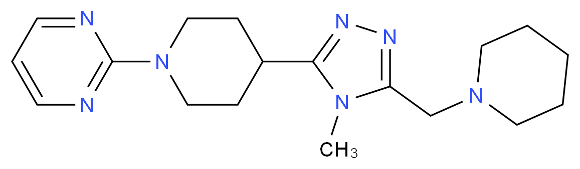 2-{4-[4-methyl-5-(piperidin-1-ylmethyl)-4H-1,2,4-triazol-3-yl]piperidin-1-yl}pyrimidine_分子结构_CAS_)