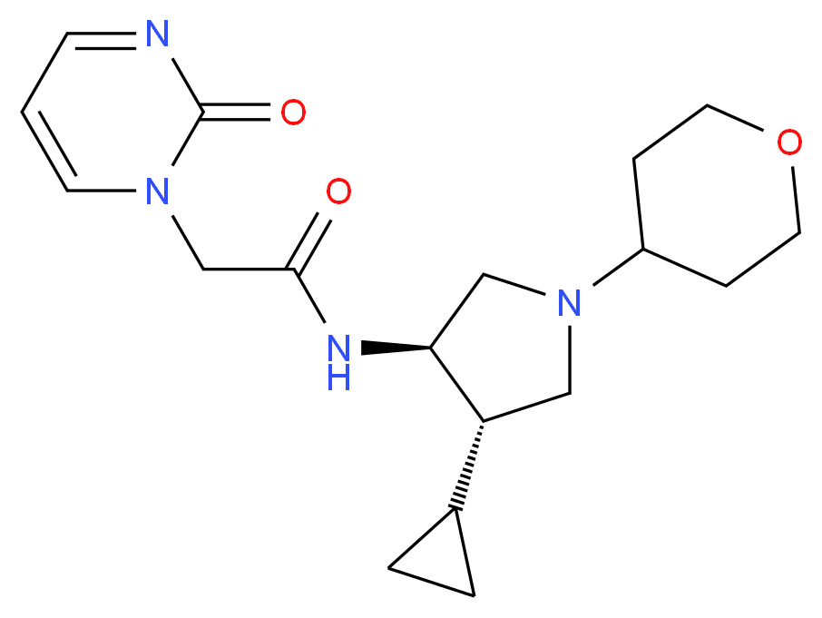 N-[(3R*,4S*)-4-cyclopropyl-1-(tetrahydro-2H-pyran-4-yl)-3-pyrrolidinyl]-2-(2-oxo-1(2H)-pyrimidinyl)acetamide_分子结构_CAS_)