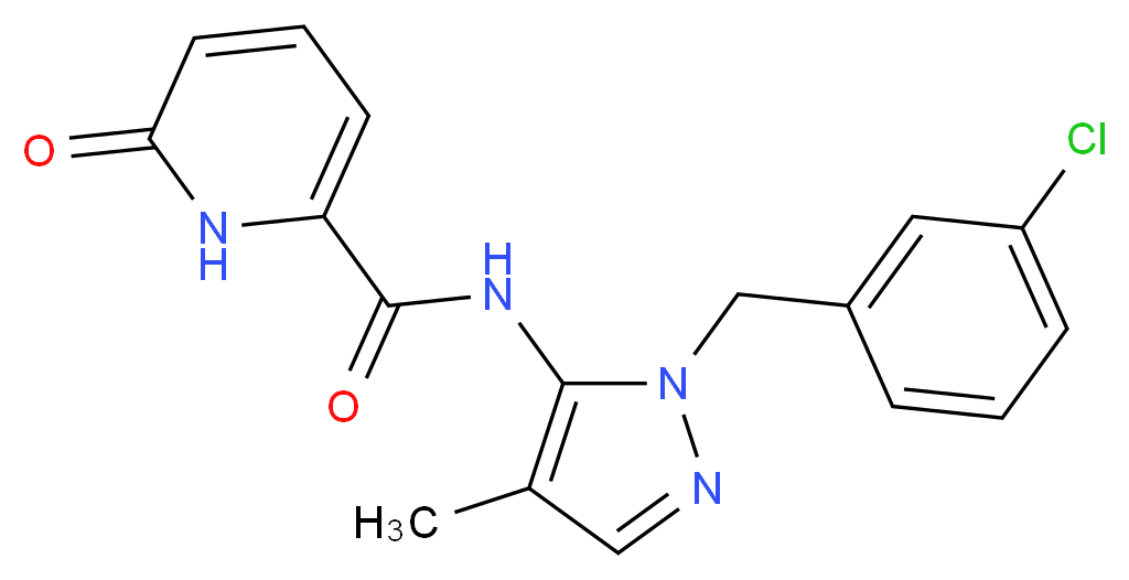 N-[1-(3-chlorobenzyl)-4-methyl-1H-pyrazol-5-yl]-6-oxo-1,6-dihydropyridine-2-carboxamide_分子结构_CAS_)