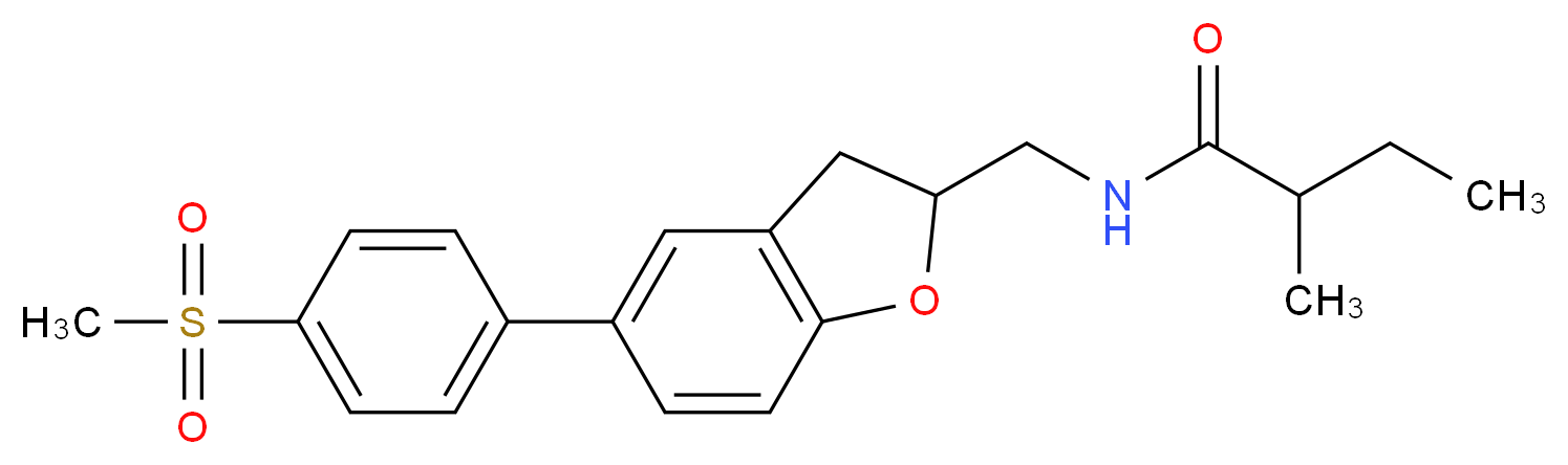 2-methyl-N-({5-[4-(methylsulfonyl)phenyl]-2,3-dihydro-1-benzofuran-2-yl}methyl)butanamide_分子结构_CAS_)