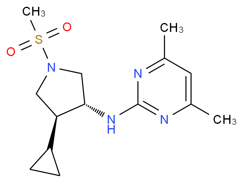 N-[(3R*,4S*)-4-cyclopropyl-1-(methylsulfonyl)-3-pyrrolidinyl]-4,6-dimethyl-2-pyrimidinamine_分子结构_CAS_)