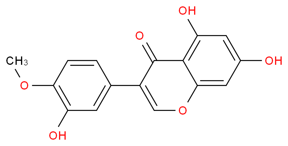 5,7-dihydroxy-3-(3-hydroxy-4-methoxyphenyl)-4H-chromen-4-one_分子结构_CAS_2284-31-3