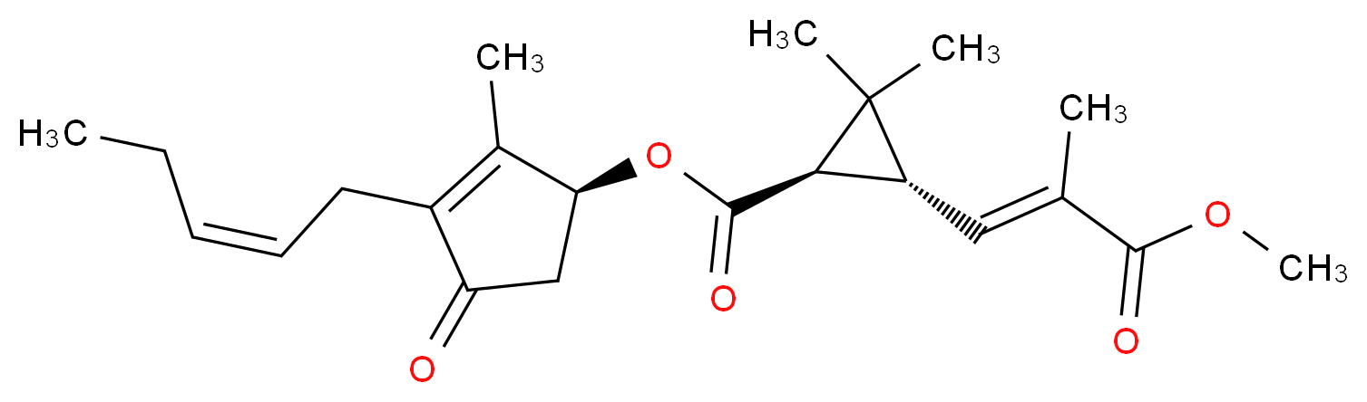 (1S)-2-methyl-4-oxo-3-[(2Z)-pent-2-en-1-yl]cyclopent-2-en-1-yl (1R,3R)-3-[(1E)-3-methoxy-2-methyl-3-oxoprop-1-en-1-yl]-2,2-dimethylcyclopropane-1-carboxylate_分子结构_CAS_1172-63-0