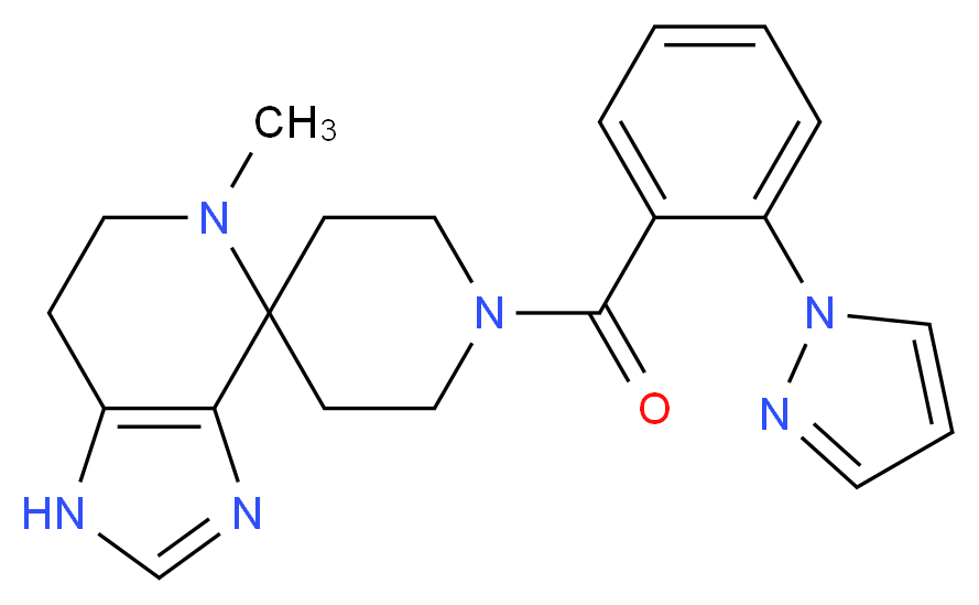 5-methyl-1'-[2-(1H-pyrazol-1-yl)benzoyl]-1,5,6,7-tetrahydrospiro[imidazo[4,5-c]pyridine-4,4'-piperidine]_分子结构_CAS_)