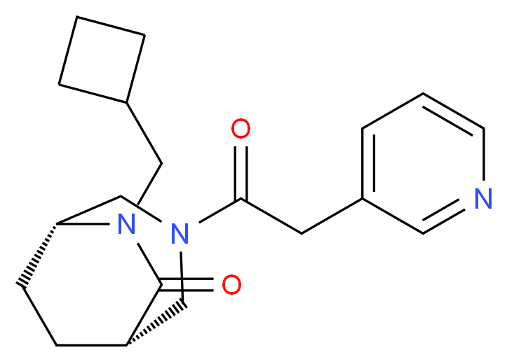 (1S*,5R*)-6-(cyclobutylmethyl)-3-(3-pyridinylacetyl)-3,6-diazabicyclo[3.2.2]nonan-7-one_分子结构_CAS_)