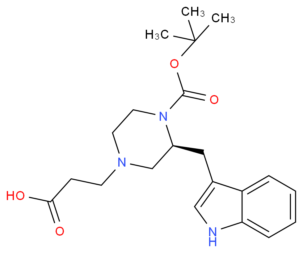 3-[(3S)-4-[(tert-butoxy)carbonyl]-3-[(1H-indol-3-yl)methyl]piperazin-1-yl]propanoic acid_分子结构_CAS_1060814-22-3