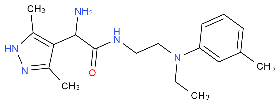 2-amino-2-(3,5-dimethyl-1H-pyrazol-4-yl)-N-{2-[ethyl(3-methylphenyl)amino]ethyl}acetamide_分子结构_CAS_)