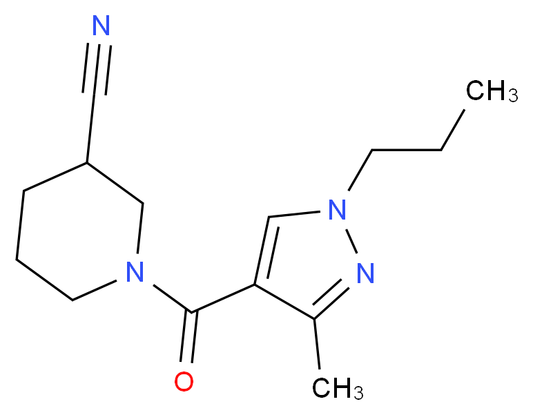 1-[(3-methyl-1-propyl-1H-pyrazol-4-yl)carbonyl]-3-piperidinecarbonitrile_分子结构_CAS_)