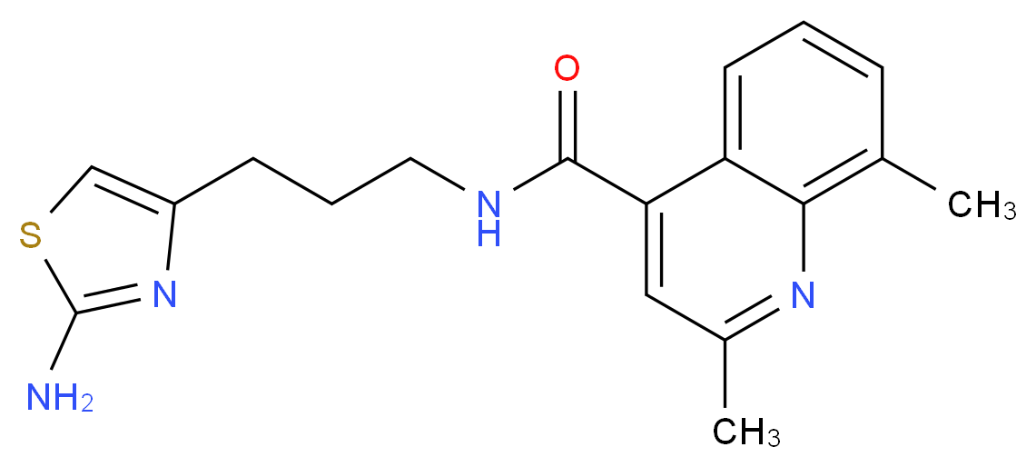 N-[3-(2-amino-1,3-thiazol-4-yl)propyl]-2,8-dimethyl-4-quinolinecarboxamide_分子结构_CAS_)