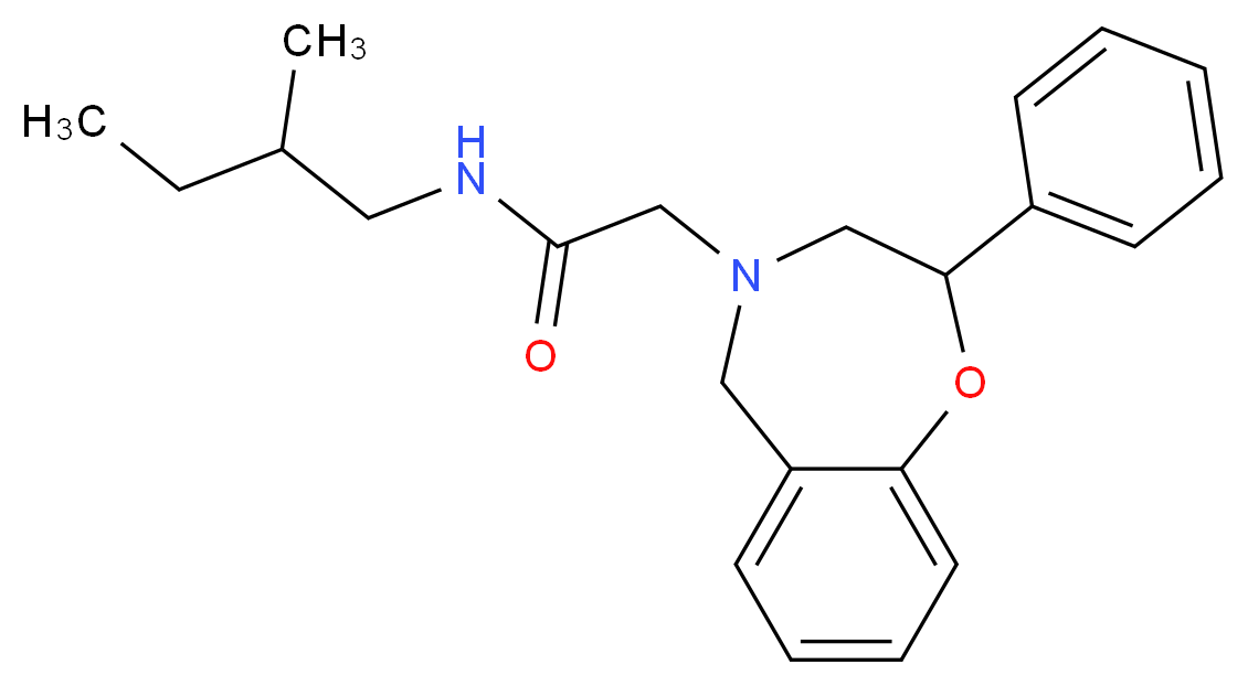 N-(2-methylbutyl)-2-(2-phenyl-2,3-dihydro-1,4-benzoxazepin-4(5H)-yl)acetamide_分子结构_CAS_)