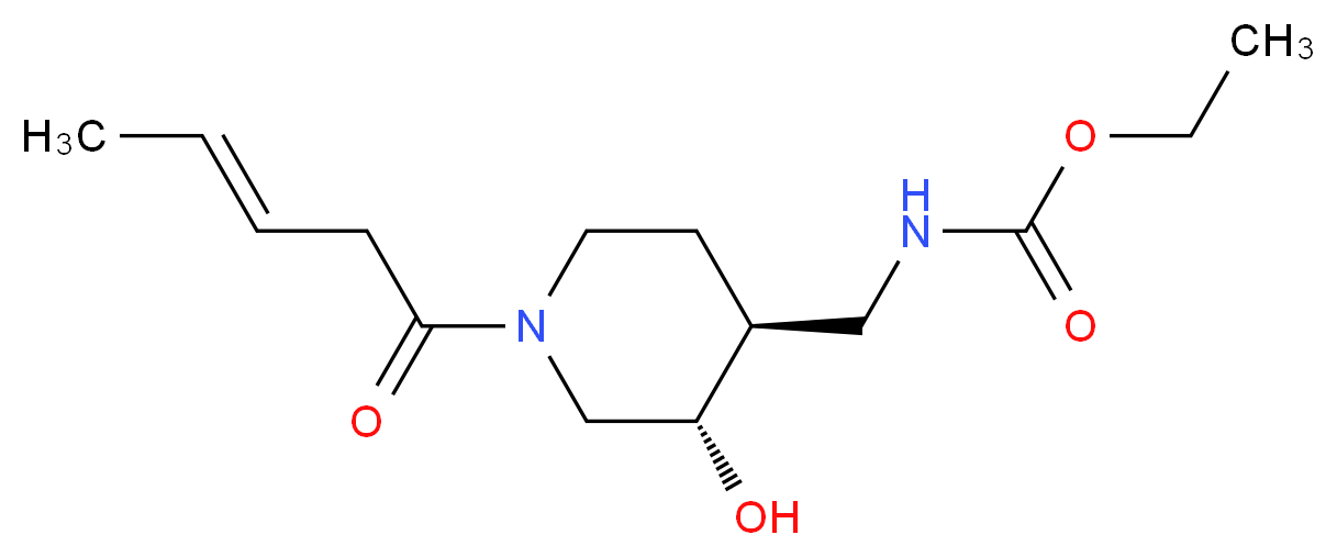 ethyl ({(3S*,4S*)-3-hydroxy-1-[(3E)-pent-3-enoyl]piperidin-4-yl}methyl)carbamate_分子结构_CAS_)