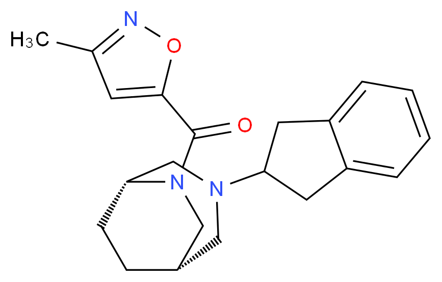 (1S*,5R*)-3-(2,3-dihydro-1H-inden-2-yl)-6-[(3-methylisoxazol-5-yl)carbonyl]-3,6-diazabicyclo[3.2.2]nonane_分子结构_CAS_)