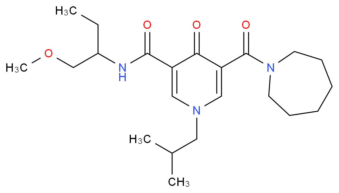 5-(1-azepanylcarbonyl)-1-isobutyl-N-[1-(methoxymethyl)propyl]-4-oxo-1,4-dihydro-3-pyridinecarboxamide_分子结构_CAS_)