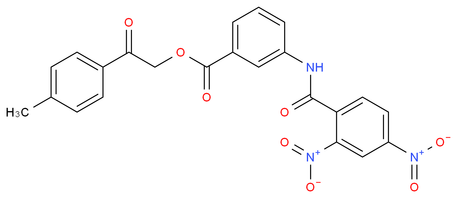 2-(4-methylphenyl)-2-oxoethyl 3-(2,4-dinitrobenzamido)benzoate_分子结构_CAS_329932-55-0