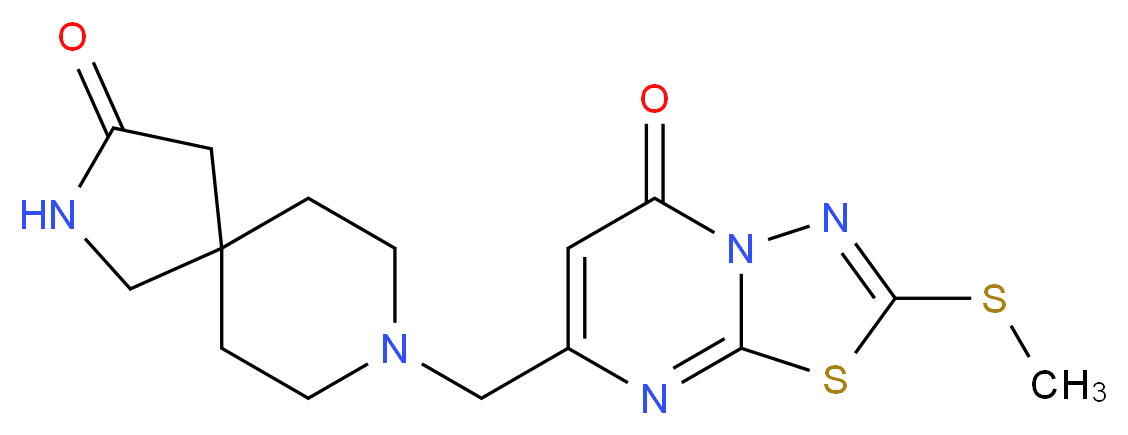 8-{[2-(methylthio)-5-oxo-5H-[1,3,4]thiadiazolo[3,2-a]pyrimidin-7-yl]methyl}-2,8-diazaspiro[4.5]decan-3-one_分子结构_CAS_)