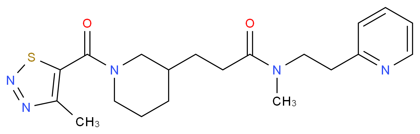 N-methyl-3-{1-[(4-methyl-1,2,3-thiadiazol-5-yl)carbonyl]piperidin-3-yl}-N-(2-pyridin-2-ylethyl)propanamide_分子结构_CAS_)