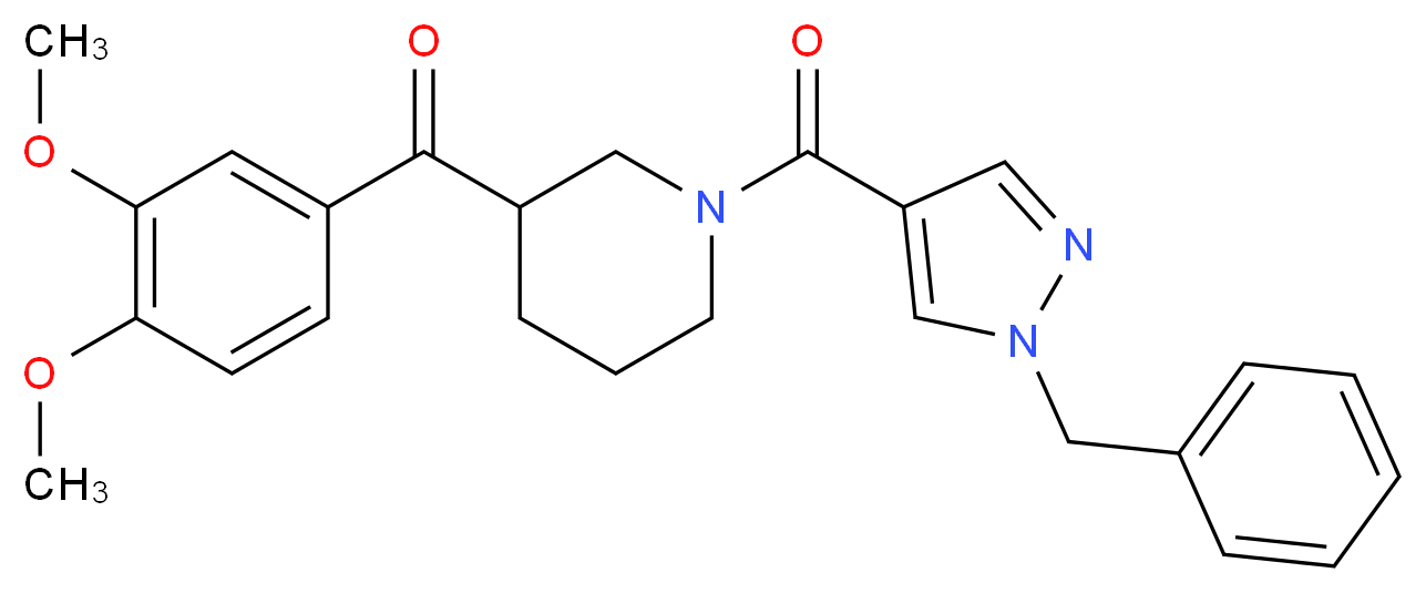 {1-[(1-benzyl-1H-pyrazol-4-yl)carbonyl]-3-piperidinyl}(3,4-dimethoxyphenyl)methanone_分子结构_CAS_)