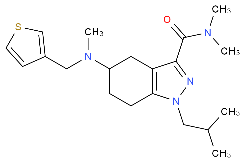 1-isobutyl-N,N-dimethyl-5-[methyl(3-thienylmethyl)amino]-4,5,6,7-tetrahydro-1H-indazole-3-carboxamide_分子结构_CAS_)