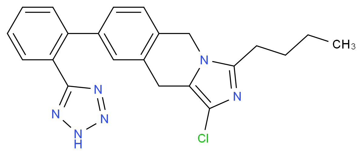 5-(2-{3-butyl-1-chloro-5H,10H-imidazo[1,5-b]isoquinolin-8-yl}phenyl)-2H-1,2,3,4-tetrazole_分子结构_CAS_165276-38-0