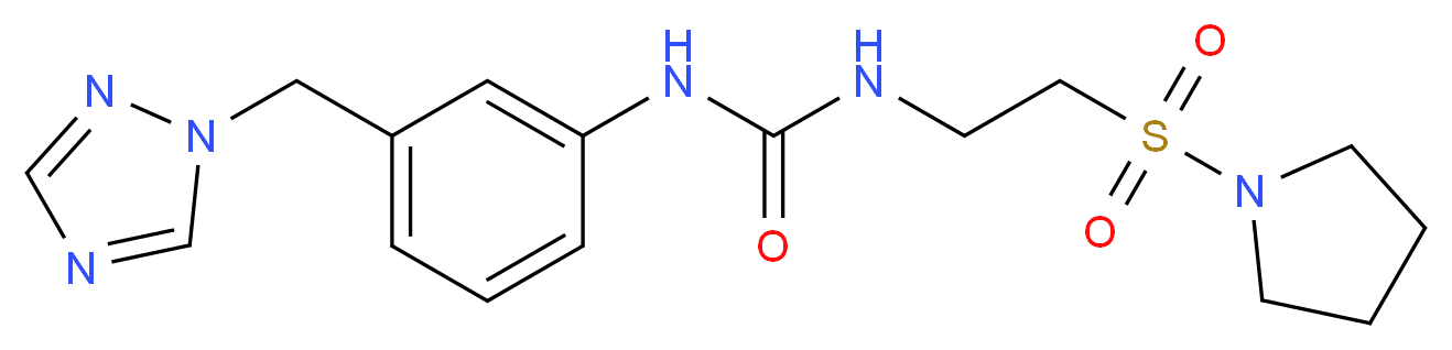 N-[2-(pyrrolidin-1-ylsulfonyl)ethyl]-N'-[3-(1H-1,2,4-triazol-1-ylmethyl)phenyl]urea_分子结构_CAS_)