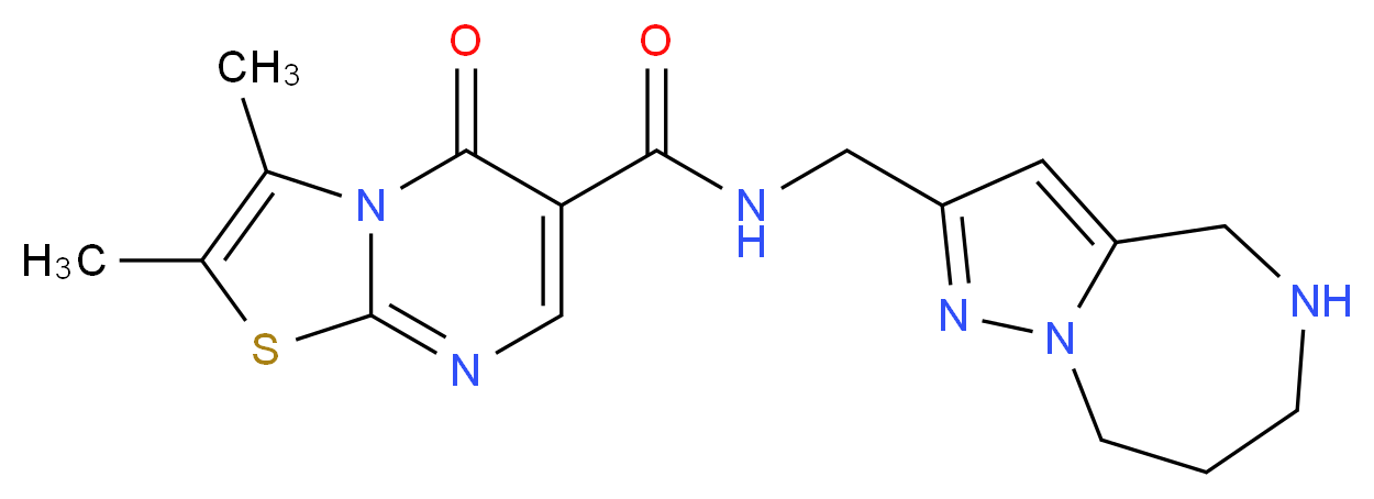 2,3-dimethyl-5-oxo-N-(5,6,7,8-tetrahydro-4H-pyrazolo[1,5-a][1,4]diazepin-2-ylmethyl)-5H-[1,3]thiazolo[3,2-a]pyrimidine-6-carboxamide_分子结构_CAS_)