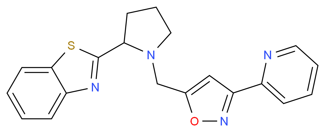 2-(1-{[3-(2-pyridinyl)-5-isoxazolyl]methyl}-2-pyrrolidinyl)-1,3-benzothiazole_分子结构_CAS_)