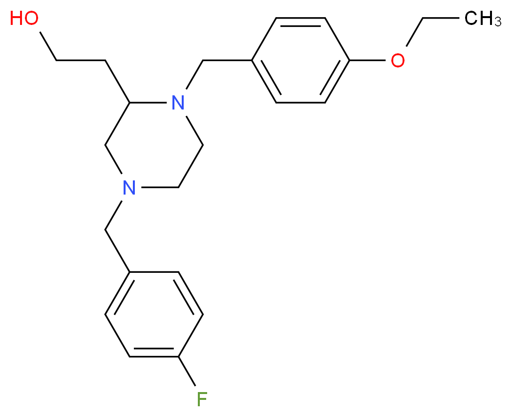2-[1-(4-ethoxybenzyl)-4-(4-fluorobenzyl)-2-piperazinyl]ethanol_分子结构_CAS_)