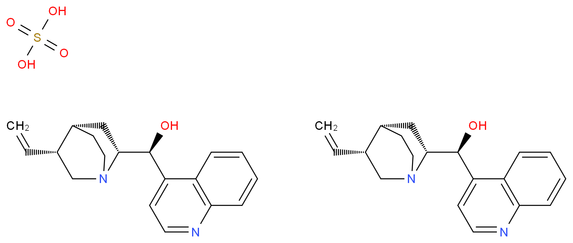 bis((S)-[(2R,4S,5R)-5-ethenyl-1-azabicyclo[2.2.2]octan-2-yl](quinolin-4-yl)methanol); sulfuric acid_分子结构_CAS_5949-16-6