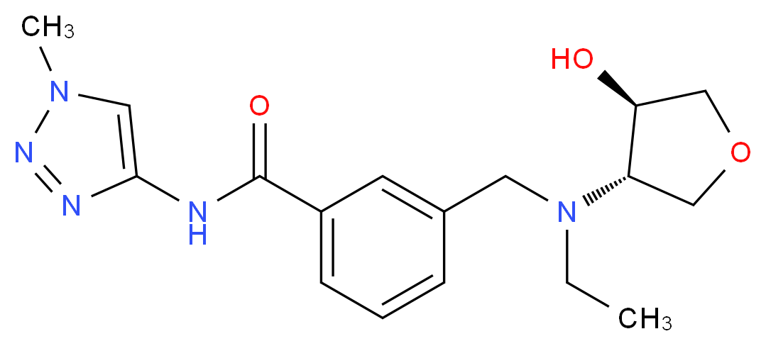 3-({ethyl[(3S*,4R*)-4-hydroxytetrahydrofuran-3-yl]amino}methyl)-N-(1-methyl-1H-1,2,3-triazol-4-yl)benzamide_分子结构_CAS_)