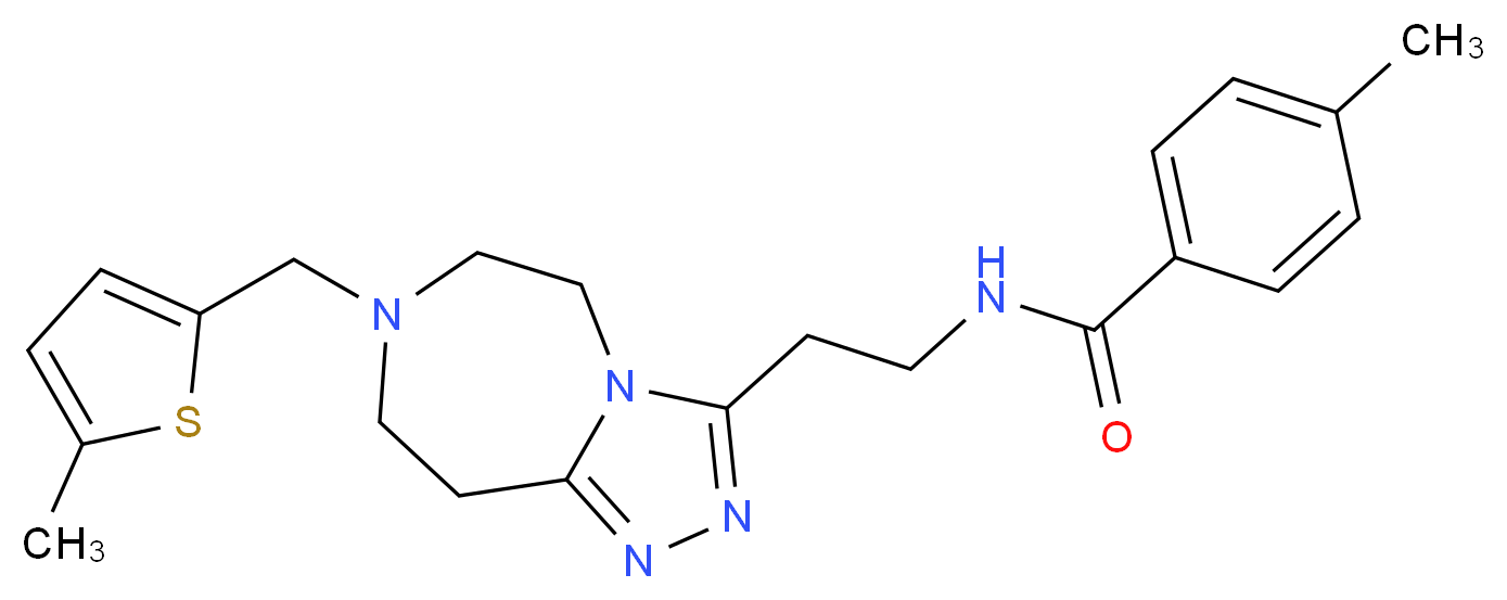 4-methyl-N-(2-{7-[(5-methyl-2-thienyl)methyl]-6,7,8,9-tetrahydro-5H-[1,2,4]triazolo[4,3-d][1,4]diazepin-3-yl}ethyl)benzamide_分子结构_CAS_)
