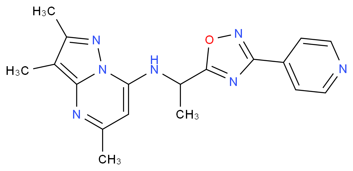2,3,5-trimethyl-N-{1-[3-(4-pyridinyl)-1,2,4-oxadiazol-5-yl]ethyl}pyrazolo[1,5-a]pyrimidin-7-amine_分子结构_CAS_)