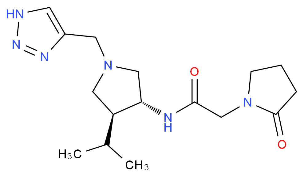 N-[(3R*,4S*)-4-isopropyl-1-(1H-1,2,3-triazol-4-ylmethyl)-3-pyrrolidinyl]-2-(2-oxo-1-pyrrolidinyl)acetamide_分子结构_CAS_)
