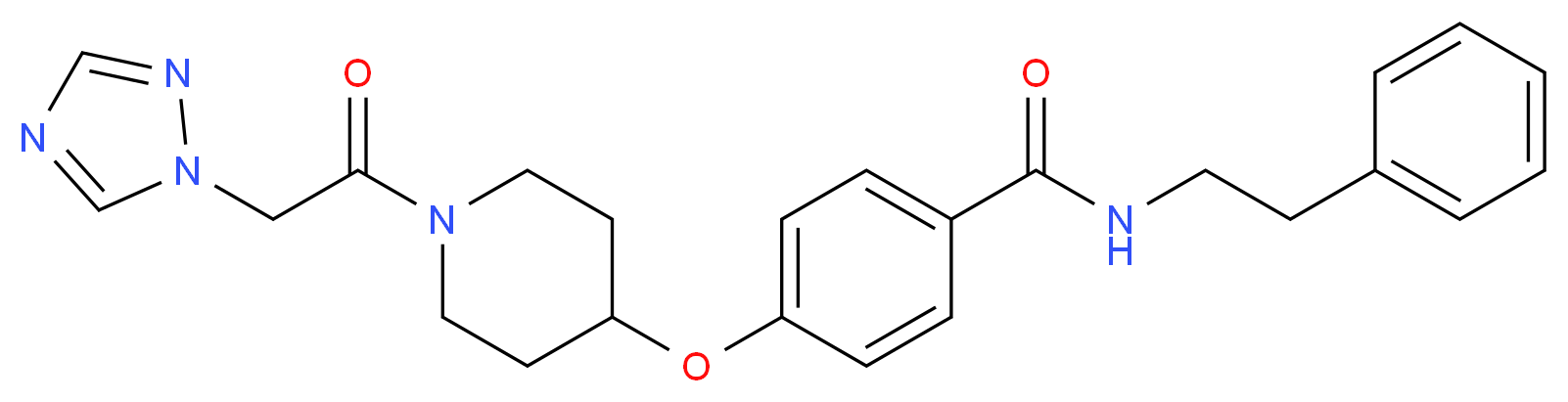 N-(2-phenylethyl)-4-{[1-(1H-1,2,4-triazol-1-ylacetyl)-4-piperidinyl]oxy}benzamide_分子结构_CAS_)