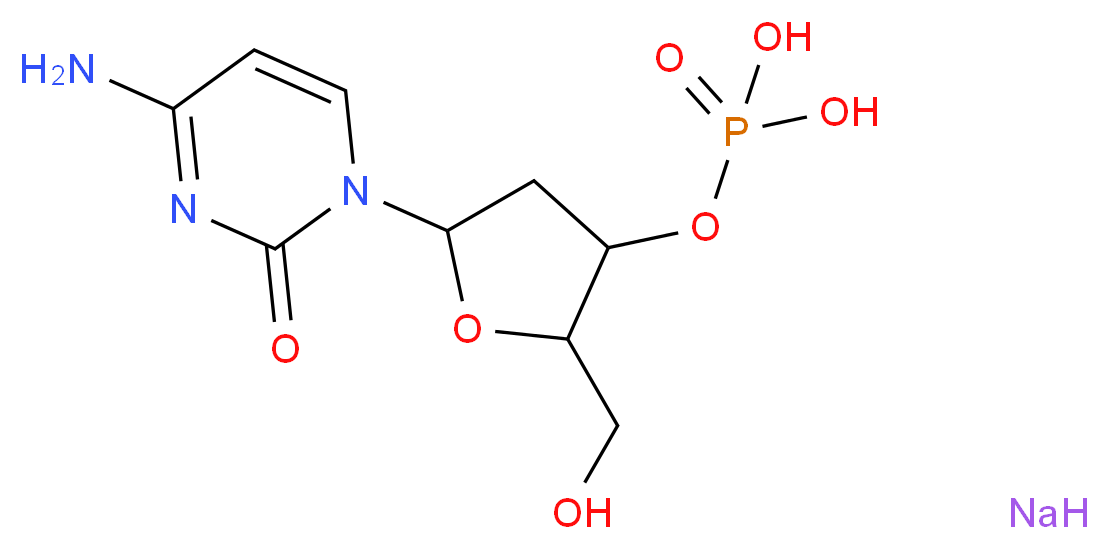 {[5-(4-amino-2-oxo-1,2-dihydropyrimidin-1-yl)-2-(hydroxymethyl)oxolan-3-yl]oxy}phosphonic acid sodium_分子结构_CAS_102814-05-1