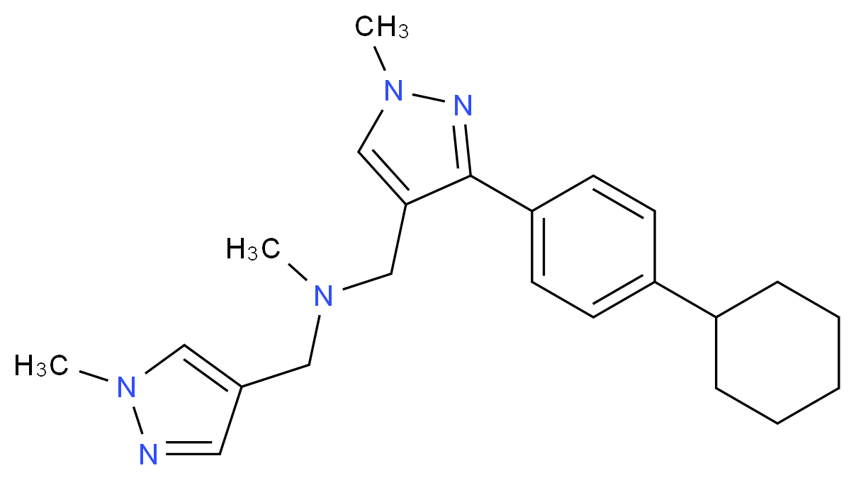 1-[3-(4-cyclohexylphenyl)-1-methyl-1H-pyrazol-4-yl]-N-methyl-N-[(1-methyl-1H-pyrazol-4-yl)methyl]methanamine_分子结构_CAS_)