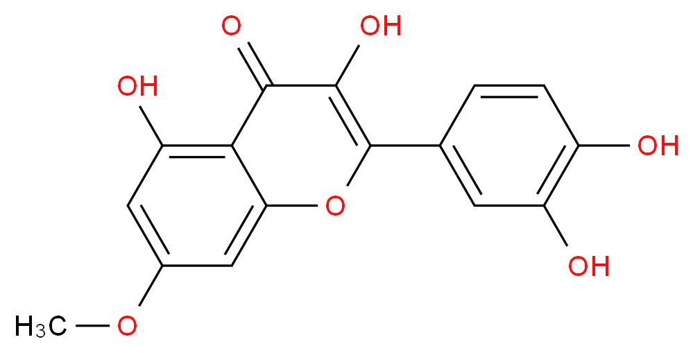 2-(3,4-dihydroxyphenyl)-3,5-dihydroxy-7-methoxy-4H-chromen-4-one_分子结构_CAS_90-19-7